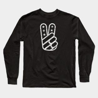 American Peace Sign (Worn White on Asphalt) Long Sleeve T-Shirt